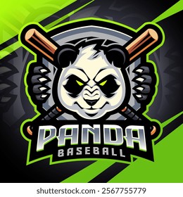 Panda baseball esport mascot logo design