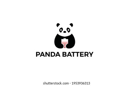 panda battery logo vector icon illustration