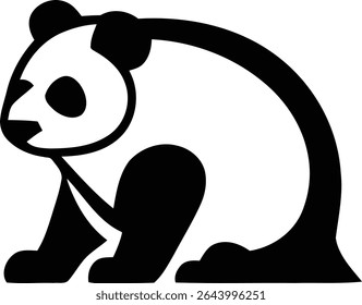 panda urso animal ícone desenho animado vetor ilustração design gráfico em preto e branco