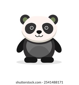 Ilustración vectorial plana aislada del animal del oso panda en el fondo blanco.