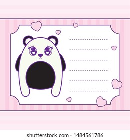 panda bear baby animal in card kawaii style