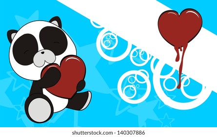 panda bear baby cartoon love heart background in vector format very easy to edit