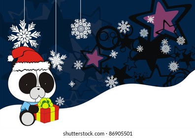 panda bear baby cartoon xmas background in vector format