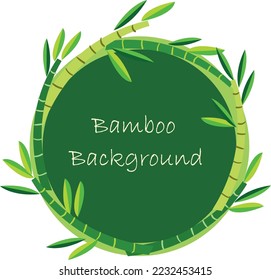Marco de bosque de bambú de oso panda. Hoja de árbol de bambú, tallo de planta y palo. Decoración de color verde y marrón bambú de estilo plano.
