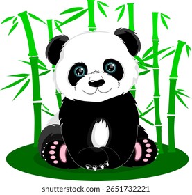 urso panda e vetor de bambu