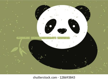 Panda bear and bamboo. Vector illustration.