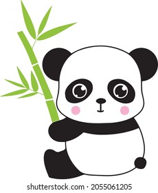Panda Bear Bamboo Vector Illustration Print Cut Files Design