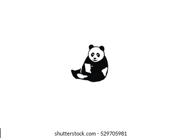 panda bear black white element icon logo
