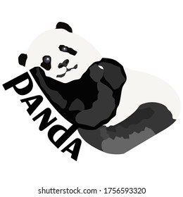 Panda Bear. Black and white lies on the text. Stock vector illustration
