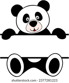 Panda Bear Black and White Split Monogram