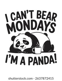panda bear black and white vector illustration