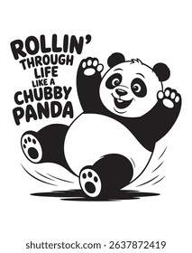 panda bear black and white vector illustration