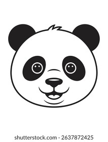 panda bear black and white vector illustration