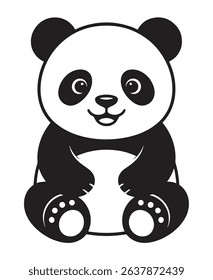 panda bear black and white vector illustration