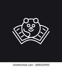 panda bear book with line logo design.