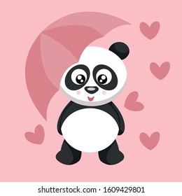 Panda bear card with umbrella by valentine
