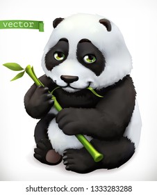 Panda bear cartoon character. Funny animal, 3d vector icon