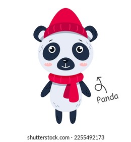 Panda tiene personajes de caricatura con ropa. Vector.
