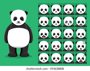 Panda Bear Cartoon Emotion faces Vector Illustration