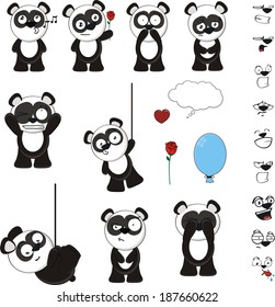 panda bear cartoon set funny in vector format very easy to edit