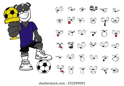 panda bear cartoon soccer set in vector format very easy to edit