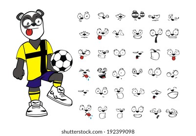 panda bear cartoon soccer set in vector format very easy to edit