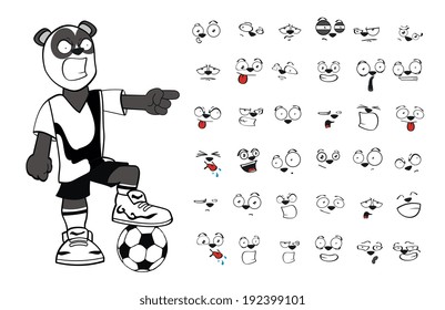 panda bear cartoon soccer set in vector format very easy to edit