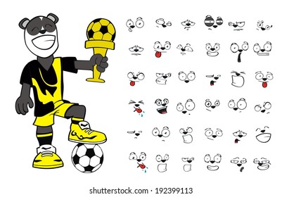 panda bear cartoon soccer set in vector format very easy to edit