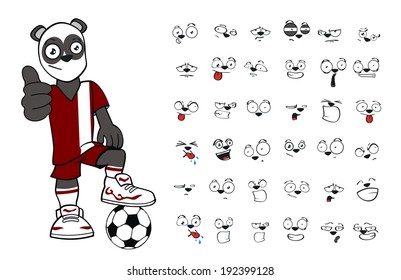 panda bear cartoon soccer set in vector format very easy to edit