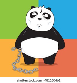 Panda bear chain cartoon character,vector 10