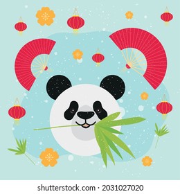 panda bear and chinese decoration