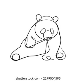 Panda bear continuous line art drawing, One line art drawing of panda bear minimalism design