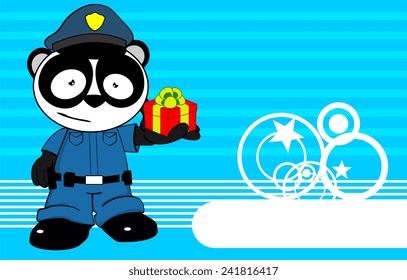 panda bear cop cartoon background in vector format very easy to edit