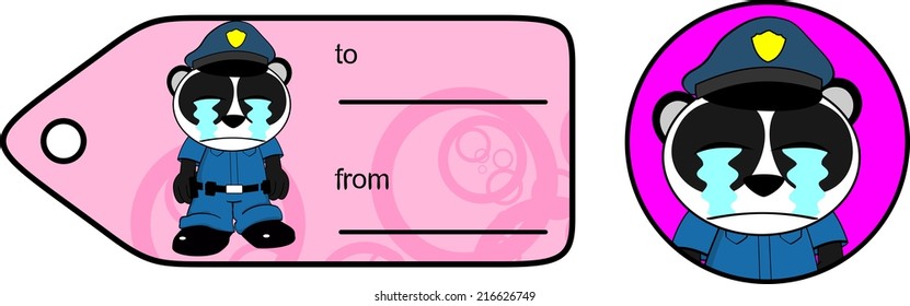 panda bear cop cartoon sticker in vector format very easy to edit