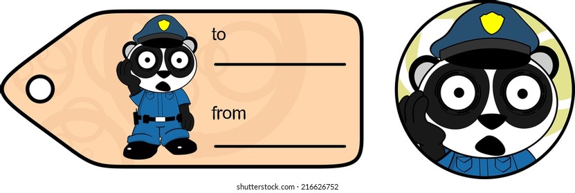 panda bear cop cartoon sticker in vector format very easy to edit