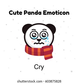 Panda Bear crying. A panda bear weeps. Illustration on a white background. Panda sad Emoji. Chinese bear sadness cry emotion.