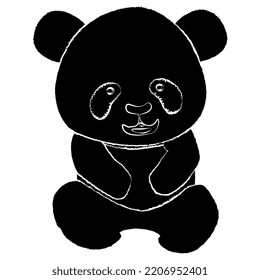 Panda bear cub silhouette isolated on white background. Clipart, vector design element.