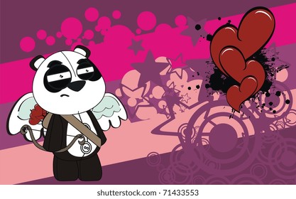 panda bear cupid cartoon background in vector format very easy to edit