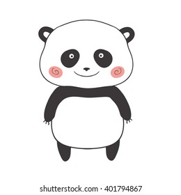 Panda Bear. A cute fat panda bear stands on white background. Vector illustration.