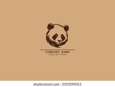 panda or bear cute and funny Silhouette icons logo. Black and isolated. Panda or bear logo. Cartoon Character. Vector illustration