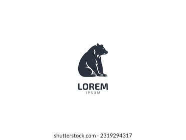 panda o oso lindo y divertido logo de los iconos de Silhouette. Panda o logotipo del oso. Caricatura. Ilustración del vector