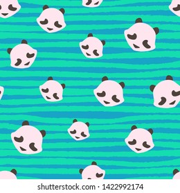 Panda bear cute strips animal seamless pattern