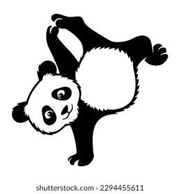 Panda bear dancer sign on white background.