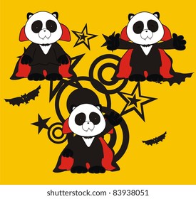 panda bear dracula cartoon set in vector format
