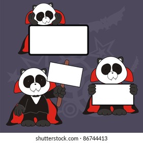 panda bear dracula cartoon singboard set in vector format