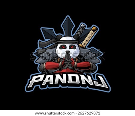 Panda bear dressed in ninja clothes, performs ninjutsu hand seals. Mascot vector illustration