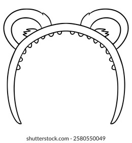 panda or bear ears headband illustration hand drawn outline vector