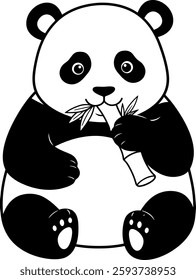 Panda bear eating bamboo clipart