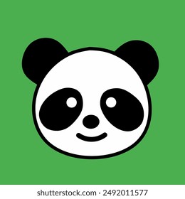 Panda bear face cartoon. Flat design style