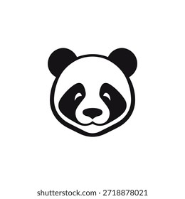 Panda Bär Gesicht Symbol süß Tierkopf Grafik Schwarz und Weiß.